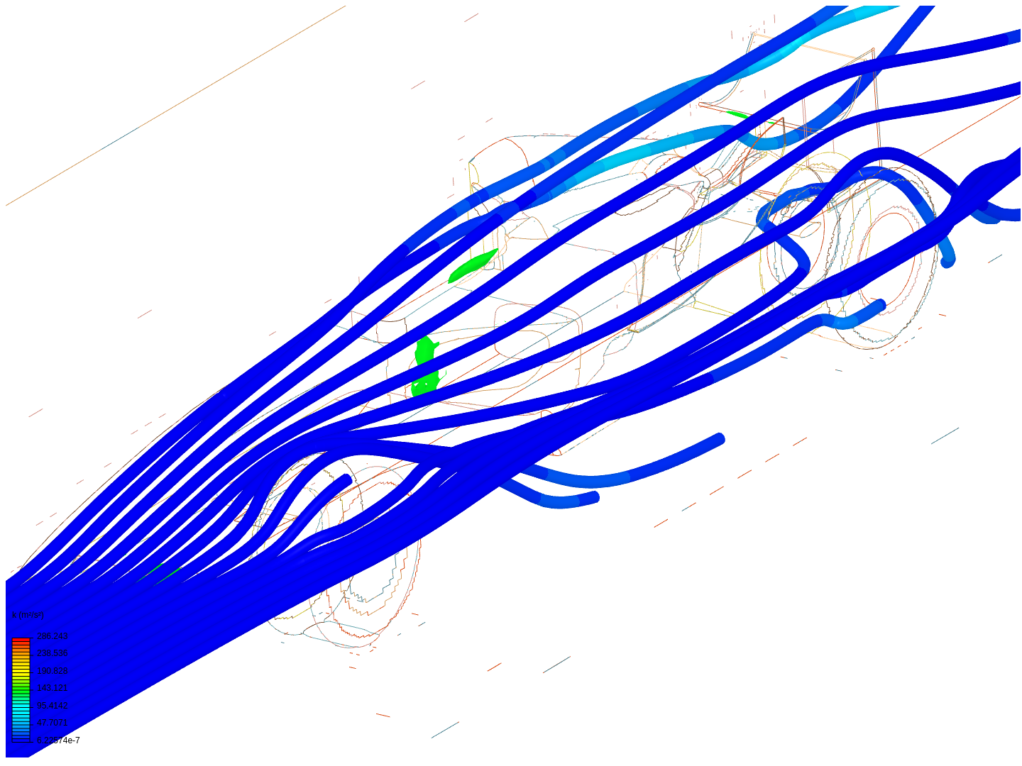 Aerodynamics analysis of a Formula One F1 Race car and post processing image