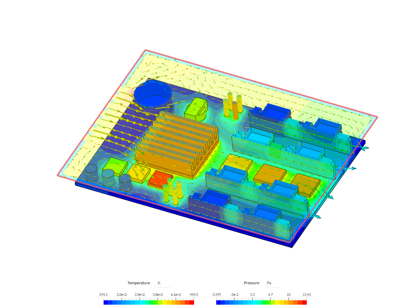 SimScale's tutorial Advanced Tutorial: Thermal Management of an Electronics Box using CHT Refining result image