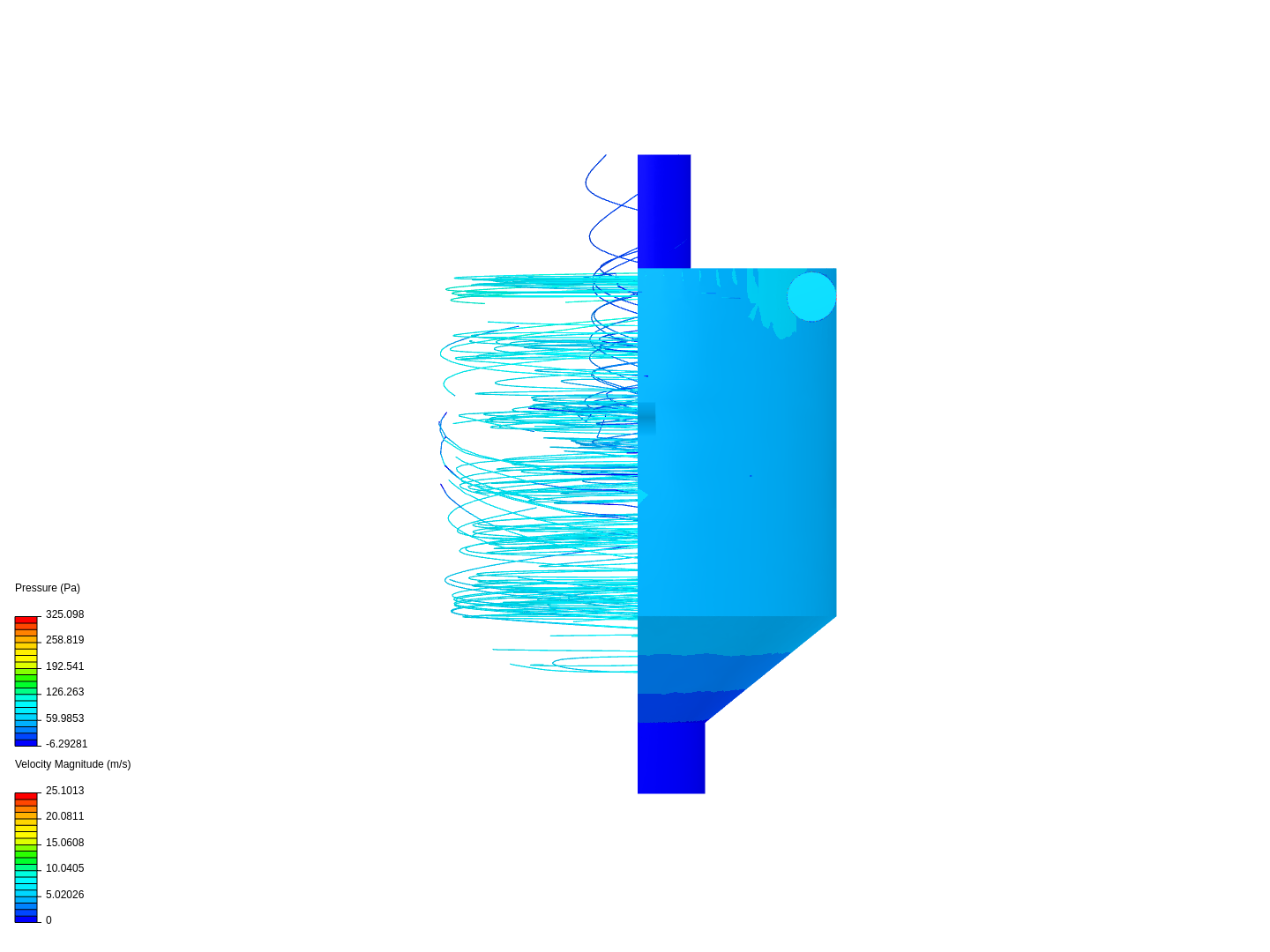 Turbulent airflow inside a cyclone separator image