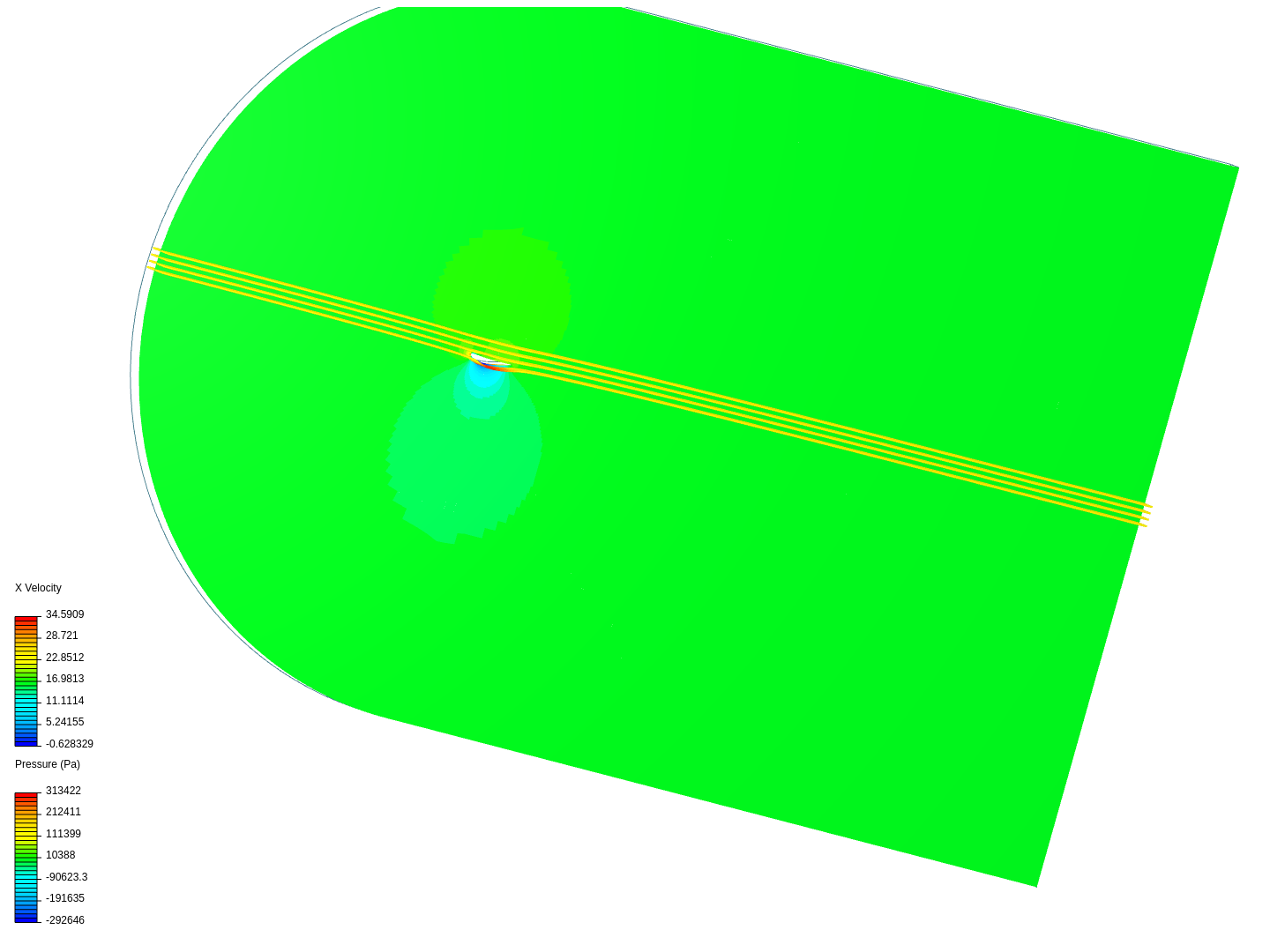 Incompressible airfoil simulation image