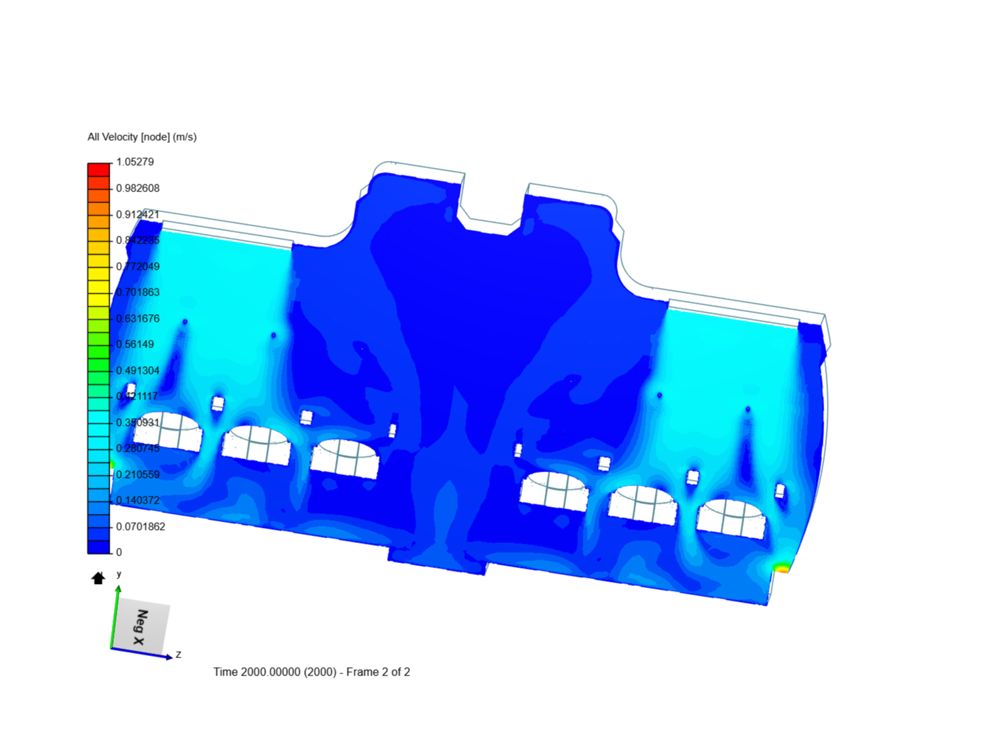 Turbulent air flow simulation of aircraft cabin image