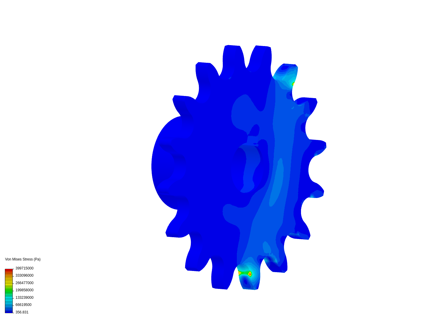 16 tooth sprocket with hub FEA image