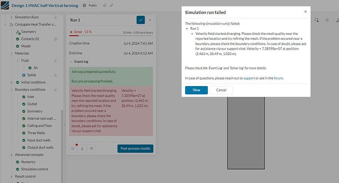 Run Failed because of boundary condition