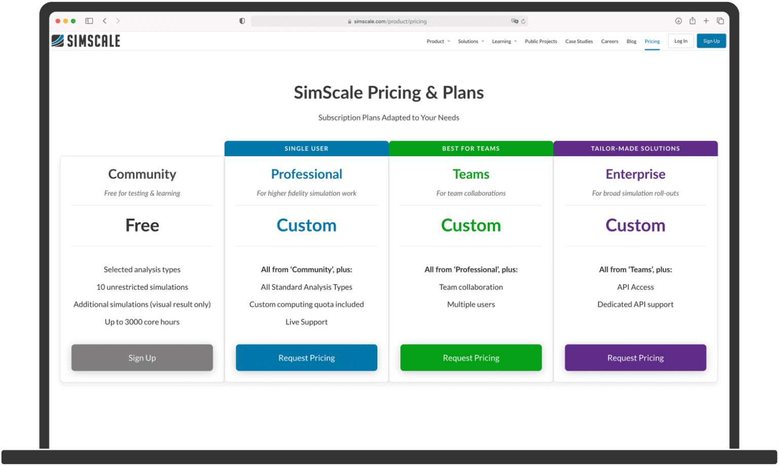 pricing page laptop