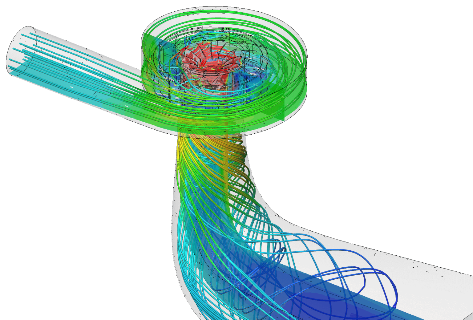 Physics 11. CFD модель. Симуляция потока. Flow Simulation водяное колесо. Объемная сетка проточной части в Flow Simulation.