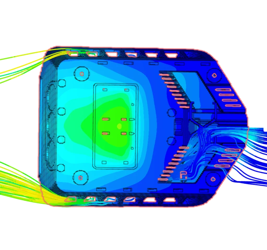 Exterior view of the Easee Charging robot showing CFD IBM solver conjugate heat transfer results