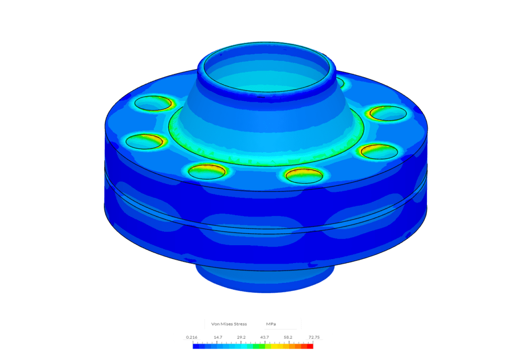 Bolt connector feature in SimScale used on a flange with multiple bolts