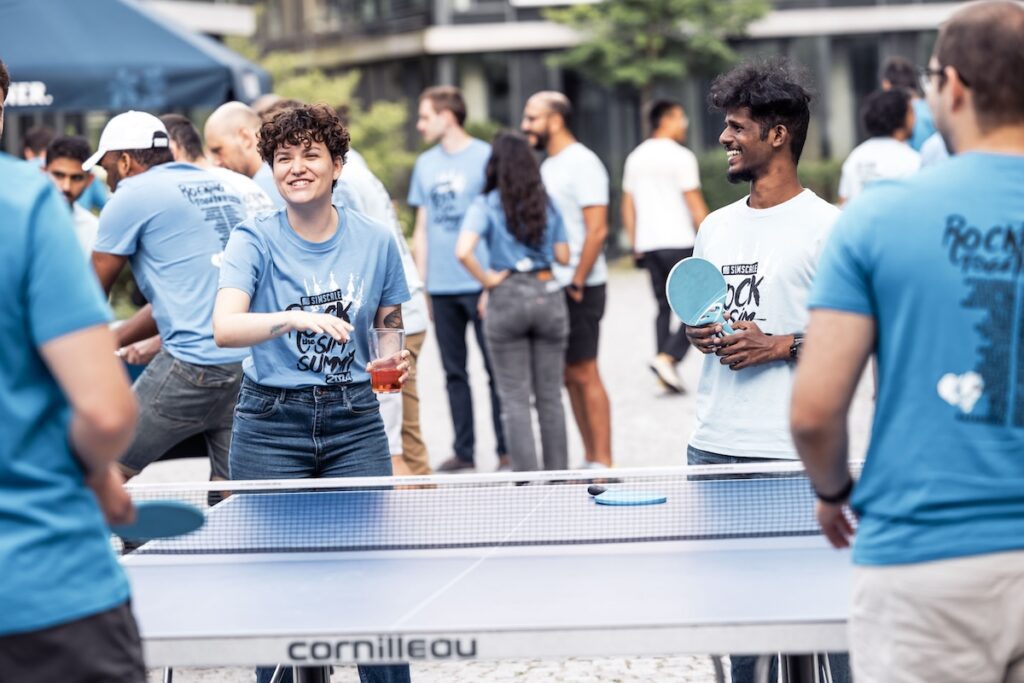 SimScale employees playing table tennis