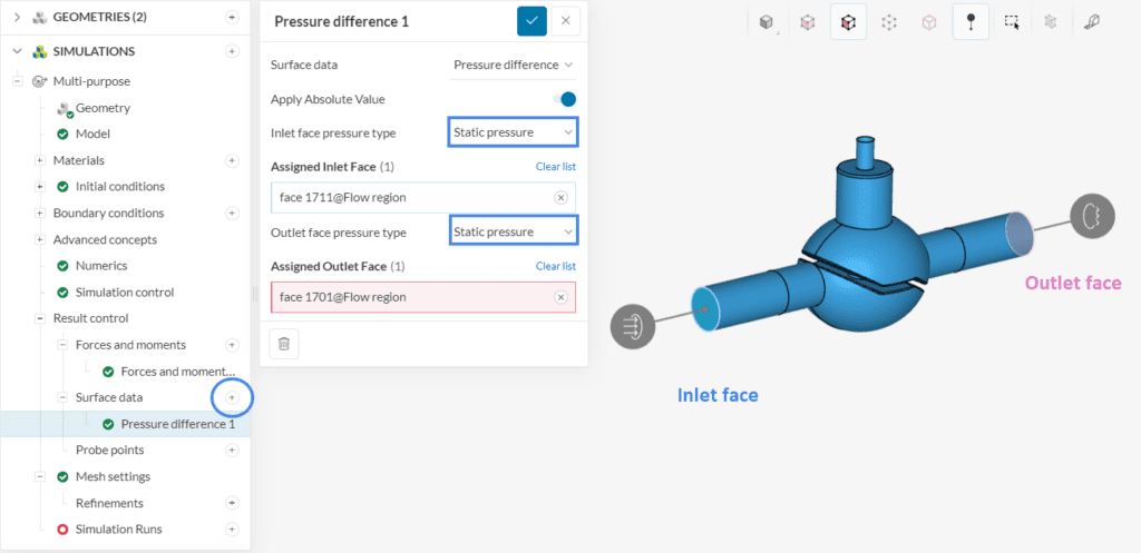 pressure difference calculation in simscale