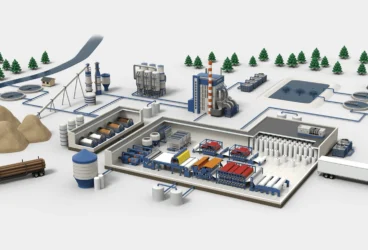 Illustration of a paper mill plant