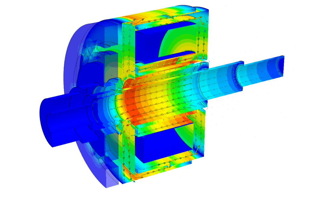 Electromagnetic clutch design analyzed using SimScale EM Simulation (10V)