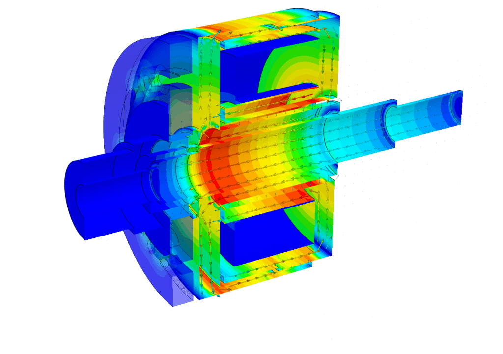 Electromagnetic clutch design analyzed using SimScale EM Simulation (14V)