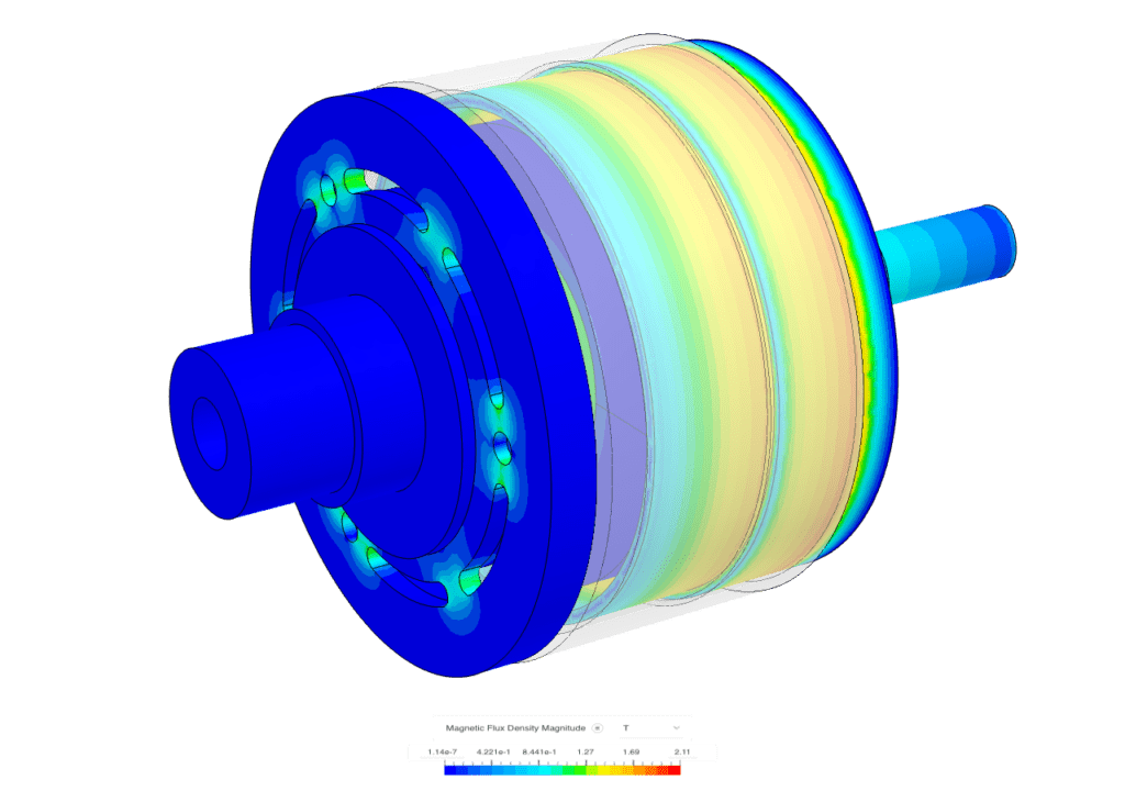 SimScale EM simulation of an electromagnetic clutch