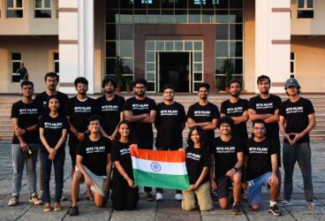 Team Pegasus photo holding the Indian flag