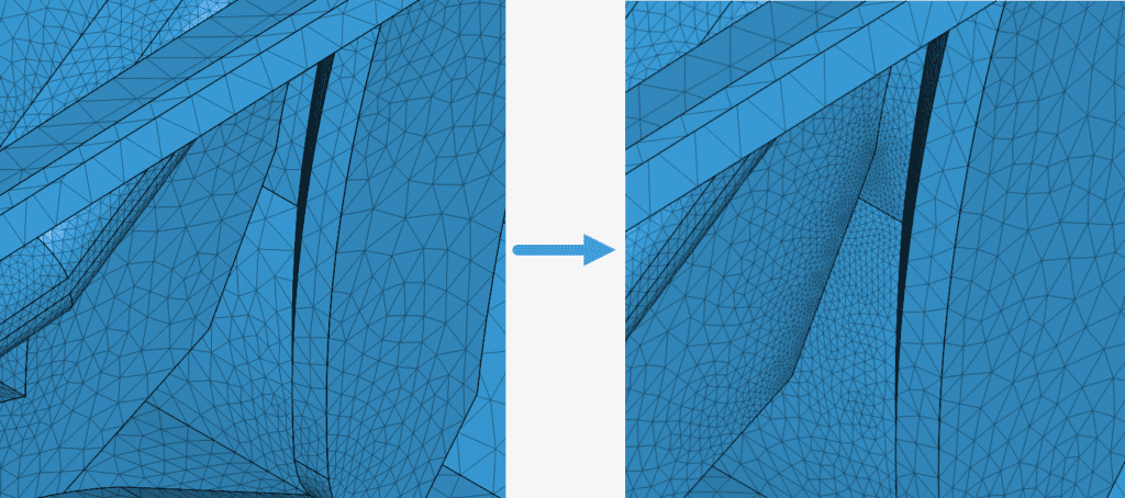 visual results of the local element size refinement 