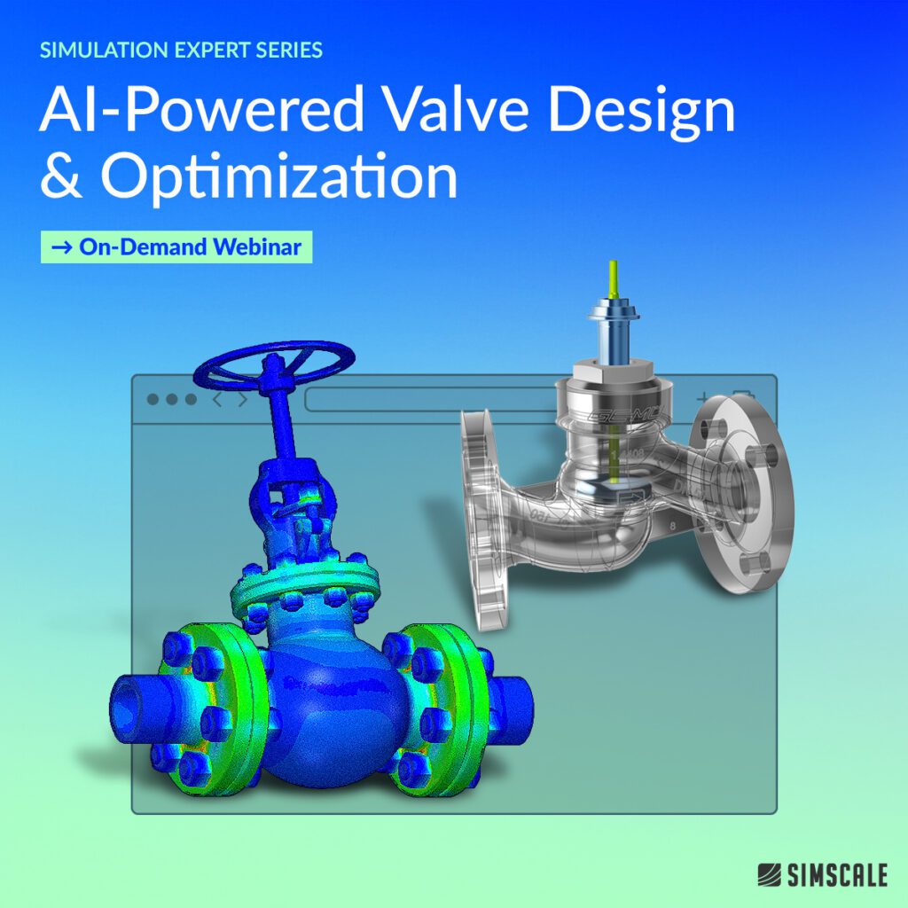 On-demand webinar poster on the topic of AI-powered valve design and optimization