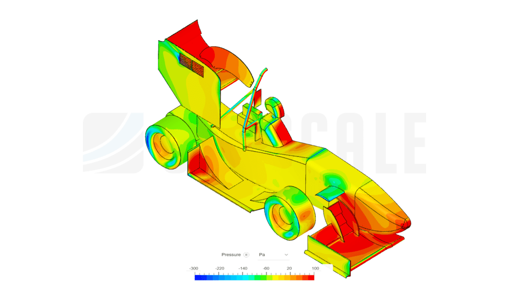 Pressure contours on a Formula Student car in SimScale