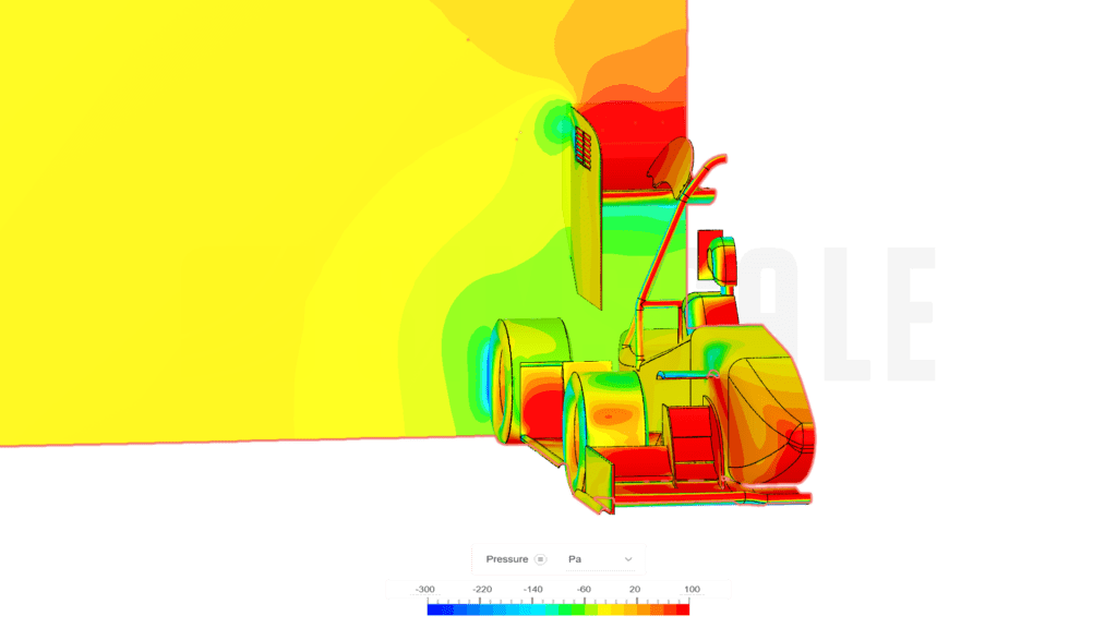 Pressure Contours with Cutting Planes on a Formula Student car in SimScale