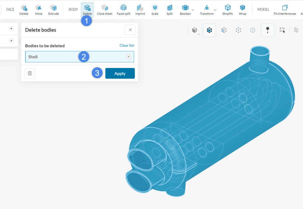 deleting parts of a geometry in simscale