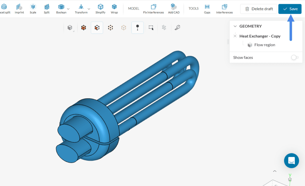 exporting a new cad model from the cad editing tool