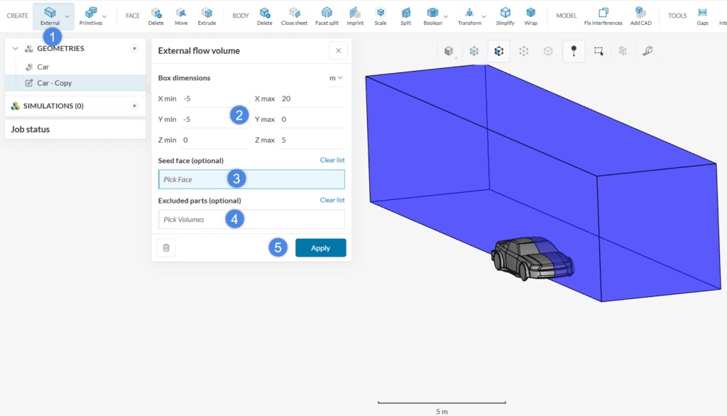 external flow volume creation simscale