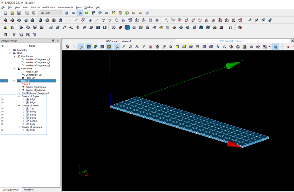 mesh created in salome with face and volume groups