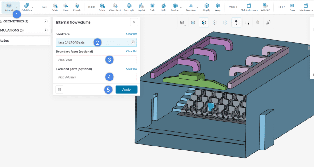 flow volume creation no boundary faces