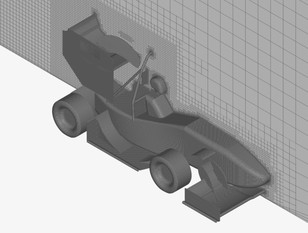 Hex-dominant parametric mesh of a formula student car design