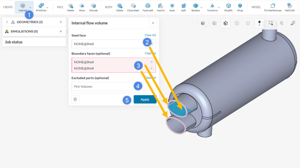 internal flow volume creation