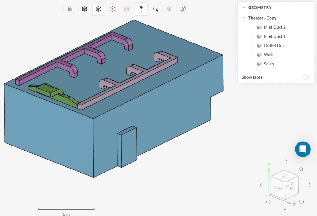 theater room geometry without flow volume